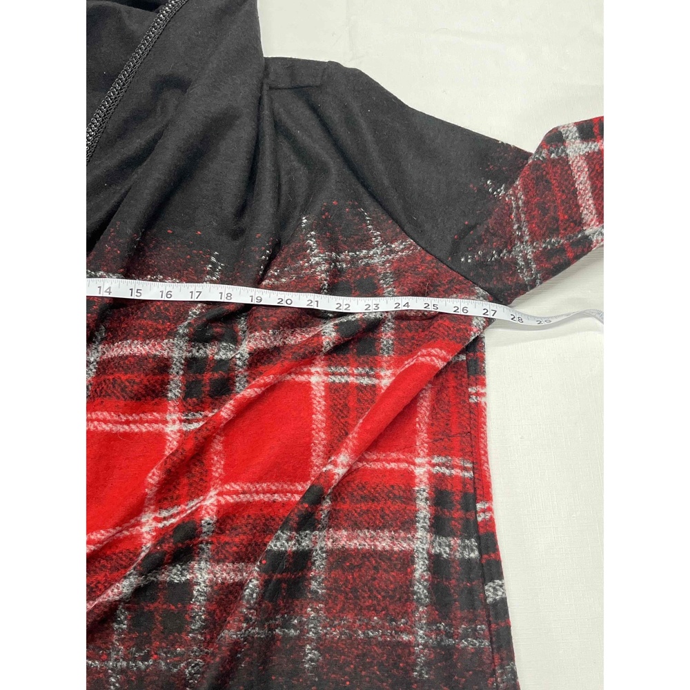NWT Simon Chang Womens Red Plaid Wool Blend Open Cardigan Shawl Sz 8‎ - Picture 8 of 11